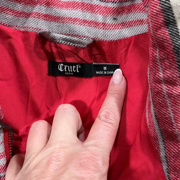 Cruel Girl Red Pink and Gray Striped Vest - Picture 2 of 3